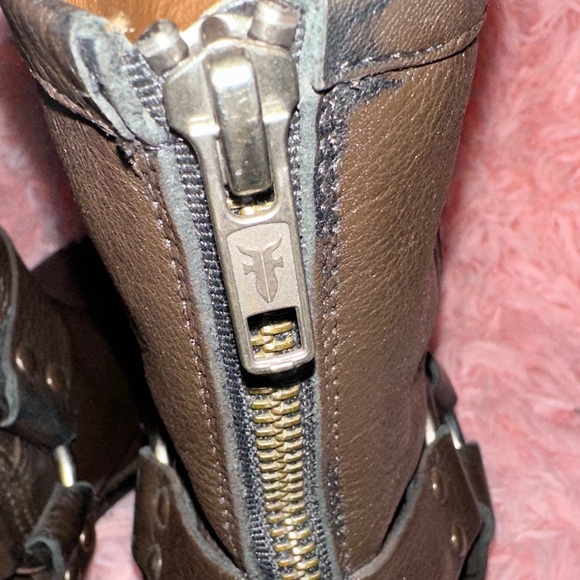 FRYE: Phillip Harness Womens Brown Leather Ankle Boots - Picture 9 of 13